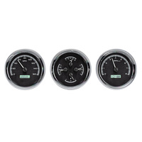 Universal 5.4" Round MHX Analog Gauge Trio (Metric) Black Alloy Face, White Display