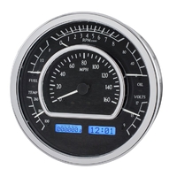 Universal Multi-Level 7.28" Round MHX Analog Gauge (Metric) - Black Alloy Face, Blue Display