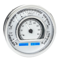 Universal Multi-Level 7.28" Round MHX Analog Gauge (Metric) - Silver Alloy Face, Blue Display