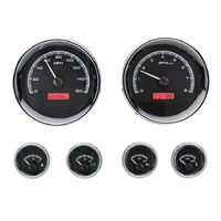 Universal Round MHX Analog Gauge Set of Six (Metric) Black Alloy Face, Red Display