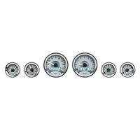 Universal 6 Round Gauge Kit (Metric) Silver Alloy Face, White Display