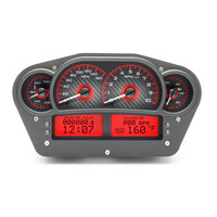 Universal 6" x 10.75" Competition Analog MHX Gauge Panel (Metric) Carbon Fibre Face, Red Display