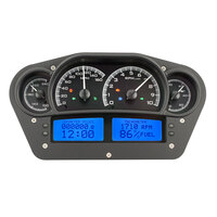 Universal 6" x 10.75" Competition Analog MHX Gauge Panel (Metric) Black Alloy Face, Blue Display