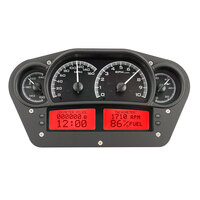 Universal 6" x 10.75" Competition Analog MHX Gauge Panel (Metric) Black Alloy Face, Red Display