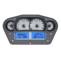 Universal 6" x 10.75" Competition Analog MHX Gauge Panel (Metric) Silver Alloy Face, Blue Display