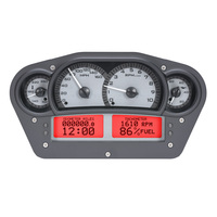 Universal 6" x 10.75" Competition Analog MHX Gauge Panel (Metric) Silver Alloy Face, Red Display