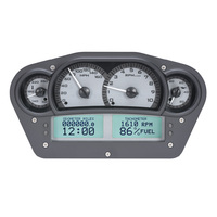 Universal 6" x 10.75" Competition Analog MHX Gauge Panel (Metric) Silver Alloy Face, White Display