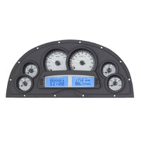 Universal 6 Gauge Competition MHX Gauge Panel (Metric) Silver Alloy Face, Blue Display