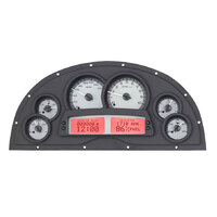 Universal 6 Gauge Competition MHX Gauge Panel (Metric) Silver Alloy Face, Red Display