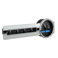 1941-48 Chevy Car MHX Gauge (Metric) Black Alloy Face, Blue Display