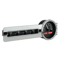 1941-48 Chevy Car MHX Gauge (Metric) Black Alloy Face, Red Display