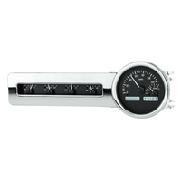 1941-48 Chevy Car MHX Gauge (Metric) Black Alloy Face, White Display