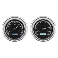 1947-1953 Chevy/GMC Pickup MHX Instruments (Metric) Black Alloy Face, White Display