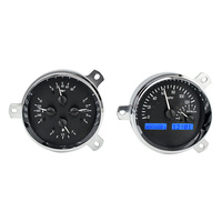 1951-52 Chevy Car MHX Instruments (Metric) Black Alloy Face, Blue Display