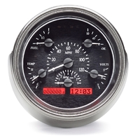 1951 Ford Car MHX Instruments (Metric) Black Alloy Face, Red Display