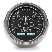 1951 Ford Car MHX Instruments (Metric) Black Alloy Face, White Display