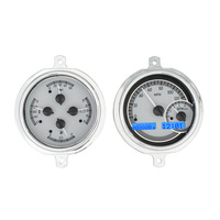 1951-52 Ford Pickup MHX Instruments (Metric) Silver Alloy Face, Blue Display