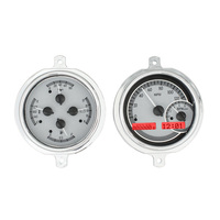 1951-52 Ford Pickup MHX Instruments (Metric) Silver Alloy Face, Red Display