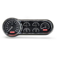 1953-54 Chevy Car MHX Instruments (Metric) Black Alloy Face, Red Display