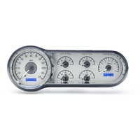 1953-54 Chevy Car MHX Instruments (Metric) Silver Alloy Face, Blue Display