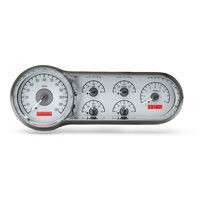 1953-54 Chevy Car MHX Instruments (Metric) Silver Alloy Face, Red Display