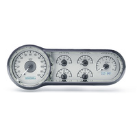 1953-54 Chevy Car MHX Instruments (Metric) Silver Alloy Face, White Display