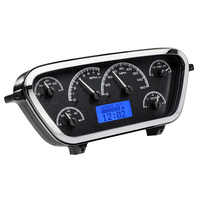 1953-55 Ford Pickup MHX Instruments (Metric) Black Alloy Face, Blue Display