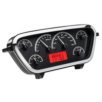 1953-55 Ford Pickup MHX Instruments (Metric) Black Alloy Face, Red Display