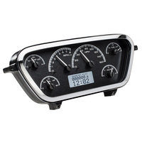 1953-55 Ford Pickup MHX Instruments (Metric) Black Alloy Face, White Display