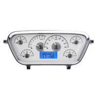 1953-55 Ford Pickup MHX Instruments (Metric) Silver Alloy Face, Blue Display