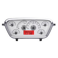 1953-55 Ford Pickup MHX Instruments (Metric) Silver Alloy Face, Red Display