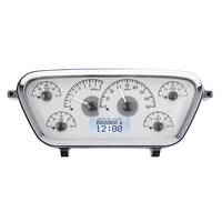 1953-55 Ford Pickup MHX Instruments (Metric) Silver Alloy Face, White Display