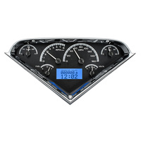 1955-1959 Chevy Pickup MHX Instruments (Metric) Black Alloy Face, Blue Display