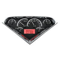 1955-1959 Chevy Pickup MHX Instruments (Metric) Black Alloy Face, Red Display