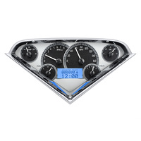 1955-1959 Chevy Pickup MHX Instruments (Metric) Silver Alloy Face, Blue Display