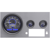 1955-1986 Jeep CJ MHX Instruments (Metric) Carbon Fibre Face, Blue Display