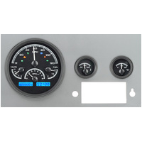 1955-1986 Jeep CJ MHX Instruments (Metric) Black Alloy Face, Blue Display