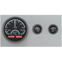 1955-1986 Jeep CJ MHX Instruments (Metric) Black Alloy Face, Red Display