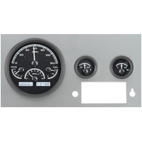 1955-1986 Jeep CJ MHX Instruments (Metric) Black Alloy Face, White Display