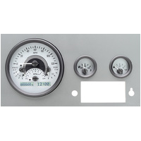 1955-1986 Jeep CJ MHX Instruments (Metric) Silver Alloy Face, White Display