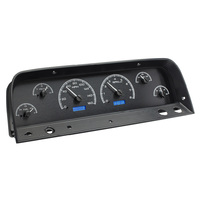 1964-66 Chevy Pickup MHX Instruments (Metric) Black Alloy Face, Blue Display