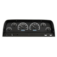 1964-66 Chevy Pickup MHX Instruments (Metric) Black Alloy Face, White Display