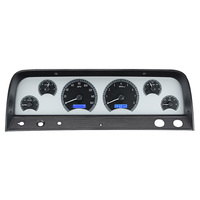 1964-66 Chevy Pickup MHX Instruments (Metric) Silver Alloy Face, Blue Display