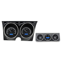 1967 Camaro with Console gauges MHX Instruments (Metric) Black Alloy Face, Blue Display