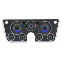 1967-72 Chevy/GMC Pickup MHX Instruments (Metric) w/Analog Clock - Carbon Fibre Face, Blue Display