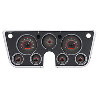 1967-72 Chevy/GMC Pickup MHX Instruments (Metric) w/Analog Clock - Carbon Fibre Face, Red Display