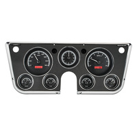 1967-72 Chevy/GMC Pickup MHX Instruments (Metric) w/Analog Clock - Black Alloy Face, Red Display