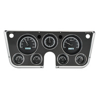 1967-72 Chevy/GMC Pickup MHX Instruments (Metric) w/Analog Clock - Black Alloy Face, White Display