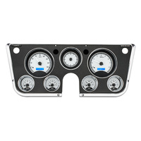 1967-72 Chevy/GMC Pickup MHX Instruments (Metric) w/Analog Clock - Silver Alloy Face, Blue Display