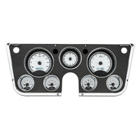 1967-72 Chevy/GMC Pickup MHX Instruments (Metric) w/Analog Clock - Silver Alloy Face, White Display